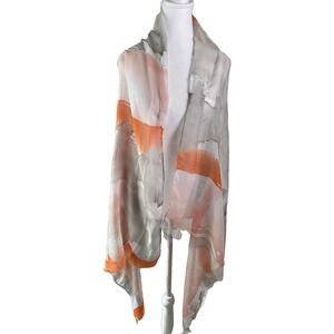 Vtg Watercolor Abstract Desert Landscape Scarf Lightweight Large Colorful SUSU